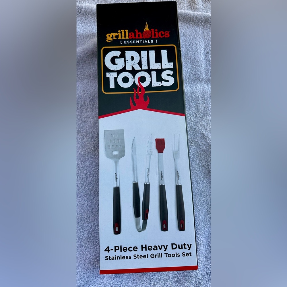 Grillaholics Essentials 4-Piece Heavy Duty Stainless Steel Grill Tools Set